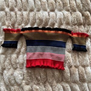 Colorful Striped Off-Shoulder Blouse